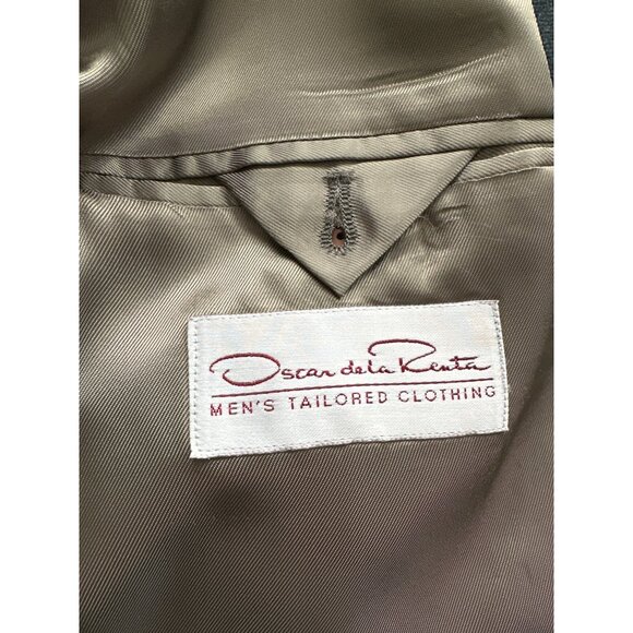 Oscar De la Renta Wool Blazer Charcoal Gray Blend Double Button Fully Lined 44R - Picture 6 of 7